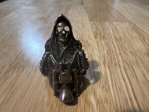 G & S 1986 Size 12 Silver Tone Grim Reaper Biker Skull Ring